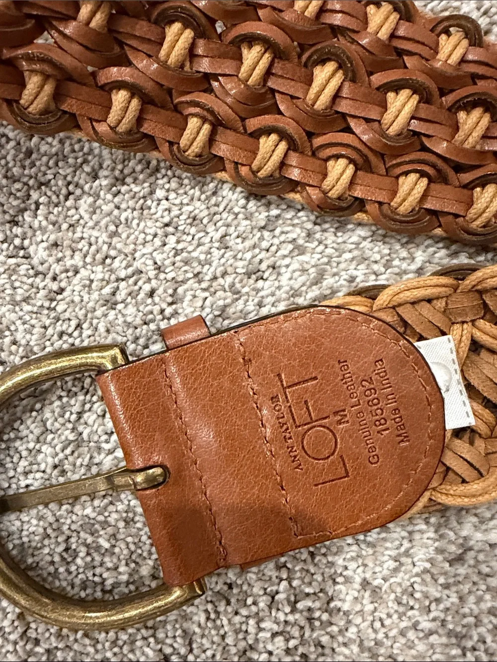 LOFT Woven Leather Belt in Tan and Brown